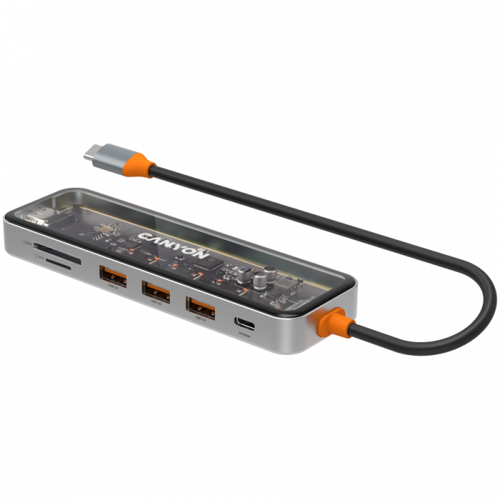 CANYON hub DS-13 7in1 4k USB-C Transparent Space Grey [3]