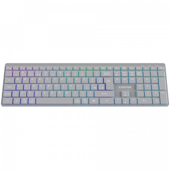 CANYON keyboard HKB-W11 UK/US RGB Dual Mode Wireless Grey [2]
