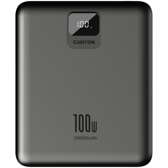 CANYON power bank PB-2008 LED FLAT 20000 mAh PD100W QC3.0 Dark Grey [2]