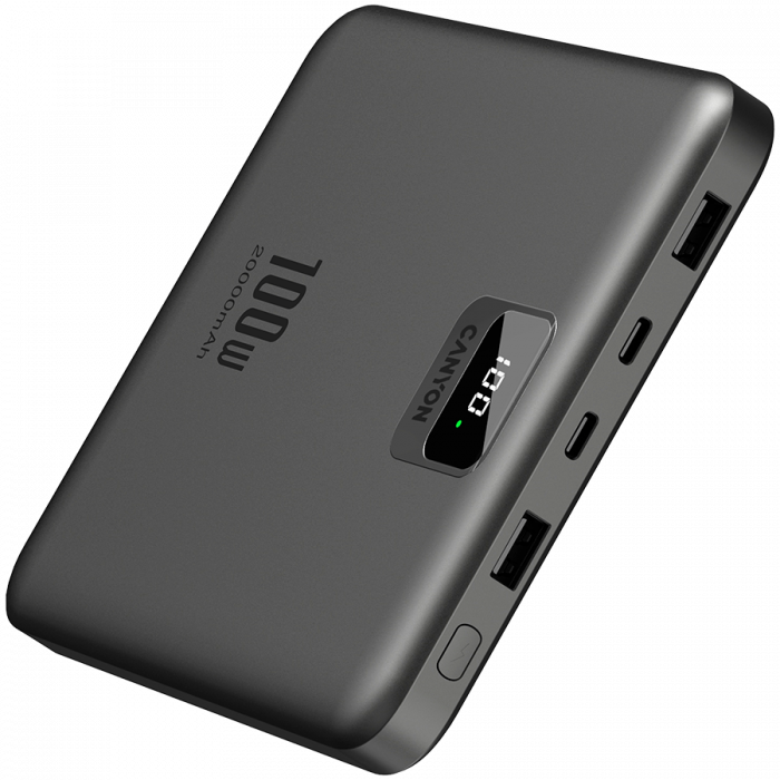 CANYON power bank PB-2008 LED FLAT 20000 mAh PD100W QC3.0 Dark Grey [3]
