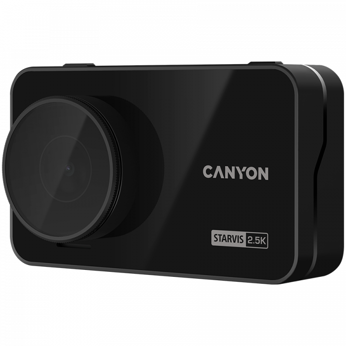 Canyon DVR25GPS, 3.0'' IPS (640x360), touch screen, WQHD 2.5K 2560x1440@60fps, NTK96670, 5 MP CMOS Sony Starvis IMX335 image sensor, 5 MP camera, 140° Viewing Angle, Wi-Fi, GPS, Video camera database, [2]