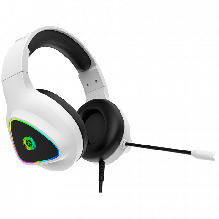 CANYON Shadder GH-6, RGB gaming headset with Microphone, Microphone frequency response: 20HZ~20KHZ,  ABS+ PU leather, USB*1*3.5MM jack plug, 2.0M PVC cable, weight: 300g, White [2]