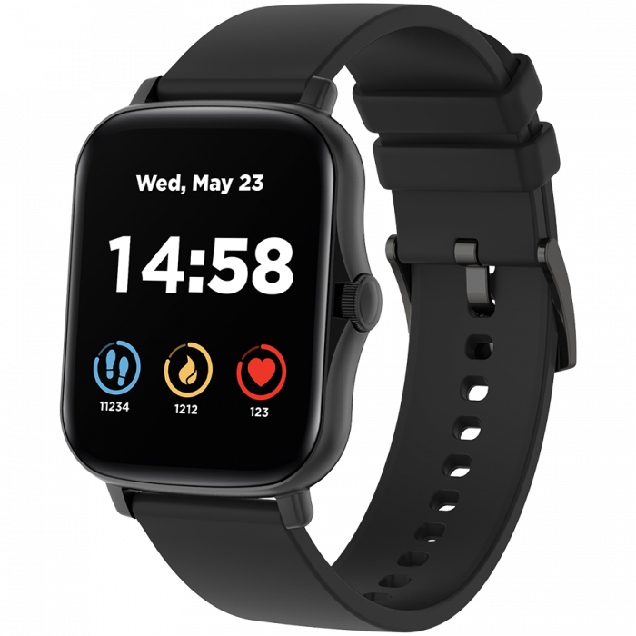 CANYON Smart watch, 1.69inches TFT full touch screen, Zinic+plastic body, IP67 waterproof, multi-sport mode, compatibility with iOS and android, black body with black silicon belt, Host: 44.4*36*9.2mm [2]