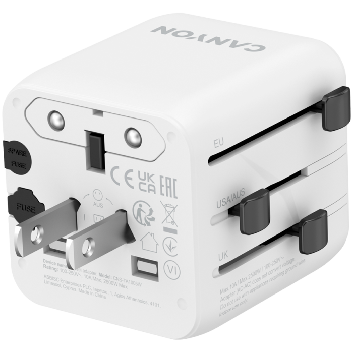 CANYON Travel Adapter OnTour One EU/UK/US/AUS   White [3]