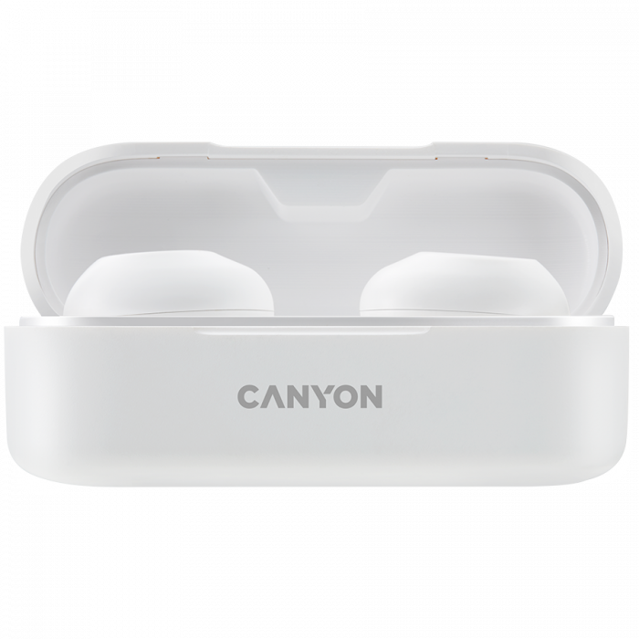 Canyon TWS-1 Bluetooth headset, with microphone, BT V5.0, Bluetrum AB5376A2, battery EarBud 45mAh*2+Charging Case 300mAh, cable length 0.3m, 66*28*24mm, 0.04kg, White [1]