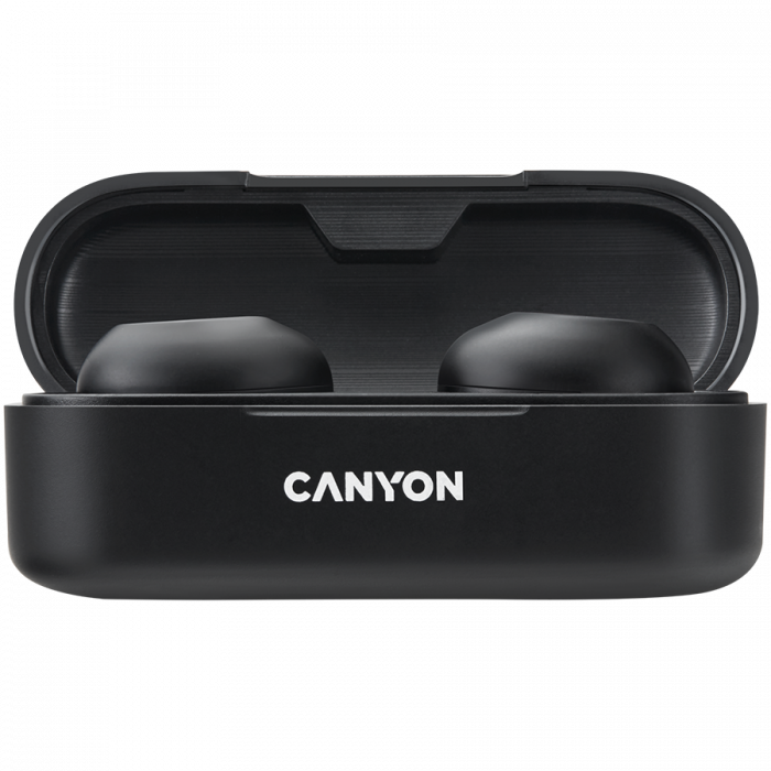 Canyon TWS-1 Bluetooth headset, with microphone, BT V5.0, Bluetrum AB5376A2, battery EarBud 45mAh*2+Charging Case 300mAh, cable length 0.3m, 66*28*24mm, 0.04kg, Black [4]