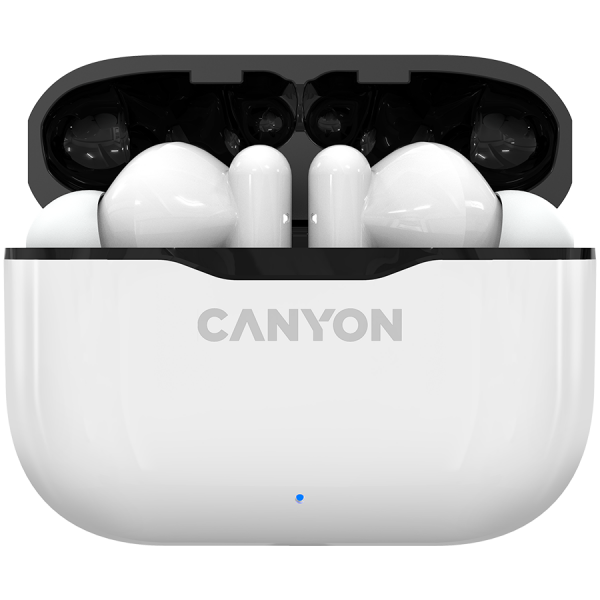 Canyon TWS-3 Bluetooth headset, with microphone, BT V5.0, Bluetrum AB5376A2, battery EarBud 40mAh*2+Charging Case 300mAh, cable length 0.3m, 62*22*46mm, 0.046kg, White [1]