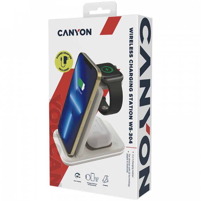 CANYON wireless charger WS-304 15W 3in1 Cosmic Latte [8]
