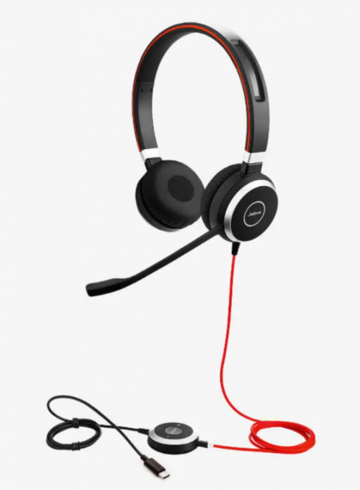 Casti Jabra EVOLVE 40 UC Stereo, Negru/Rosu [2]