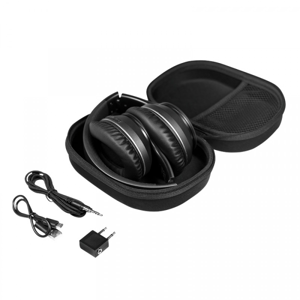 CASTI LOGILINK  bluetooth, cu microfon , bluetooth v5.0, Charging time: pana la 3h, Playing time: pana la 15h, activ noise cancelling, banda reglabila, pliabile, black "BT0053" [4]