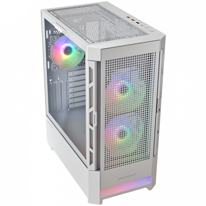 COUGAR | Case Airface RGB White | PC Case | Mid Tower / Mesh Front Panel / 2 x 140mm ARGB Fans / 1x 120mm ARGB Fan / TG Left Panel / White [3]