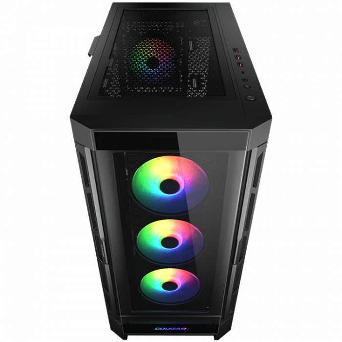 COUGAR DUOFACE PRO RGB Black, Mid Tower, 3x 120 ARGB Fans, RGB Button, Tempered Glass, Mini ITX / Micro ATX / ATX / CEB / E-ATX, USB 3.0 x 2, USB 2.0 x 1, Type C Gen 2, 4 Pole Headset Audio Jack [7]