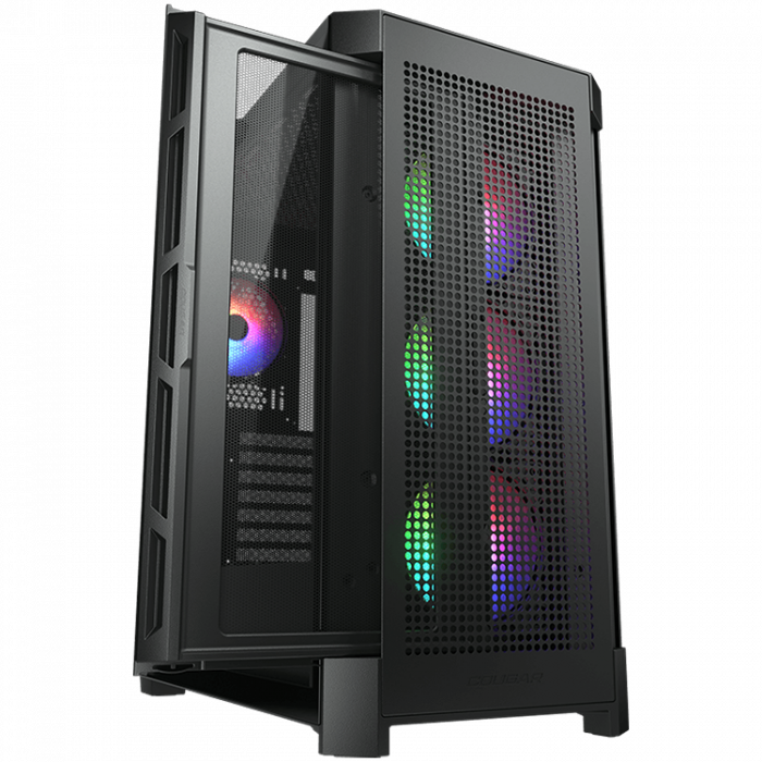 COUGAR DUOFACE PRO RGB Black, Mid Tower, 3x 120 ARGB Fans, RGB Button, Tempered Glass, Mini ITX / Micro ATX / ATX / CEB / E-ATX, USB 3.0 x 2, USB 2.0 x 1, Type C Gen 2, 4 Pole Headset Audio Jack [4]
