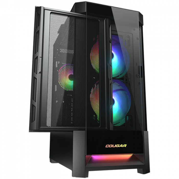 COUGAR | Duoface RGB Black | PC Case | Mid Tower / Airflow Front Panel / 2 x 140mm & 1x 120mm ARGB Fans incl. / TG Left Panel [2]