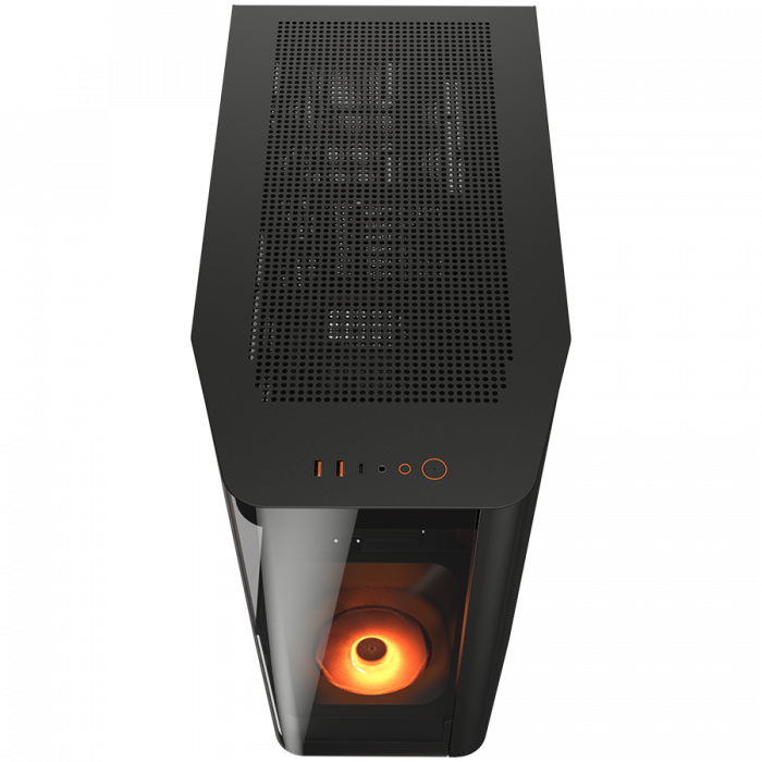 COUGAR | FV270 Black | PC Case | Mid tower / Tempered, Curved Glass Perimeter / Quick Detachable Air Filters / Up to 9 Fans (1x120mm RGB Preinstalled) / Black [9]