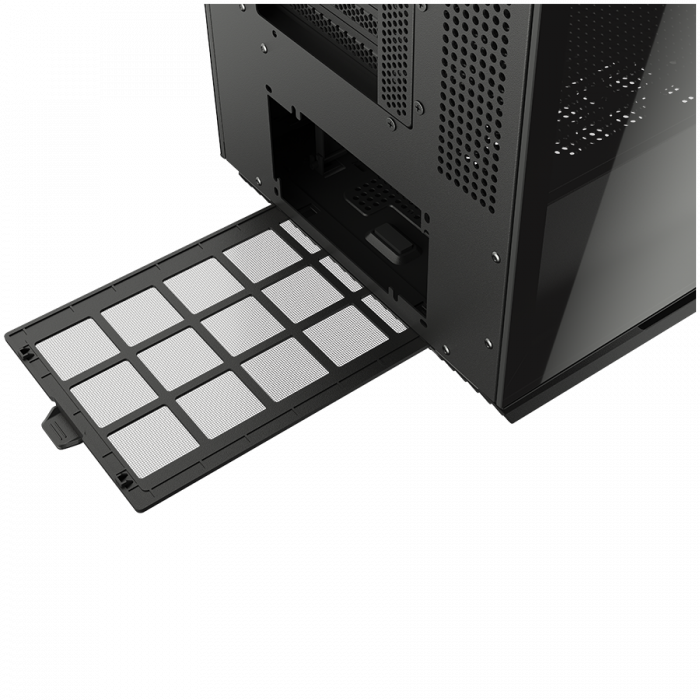 COUGAR | FV270 Black | PC Case | Mid tower / Tempered, Curved Glass Perimeter / Quick Detachable Air Filters / Up to 9 Fans (1x120mm RGB Preinstalled) / Black [19]