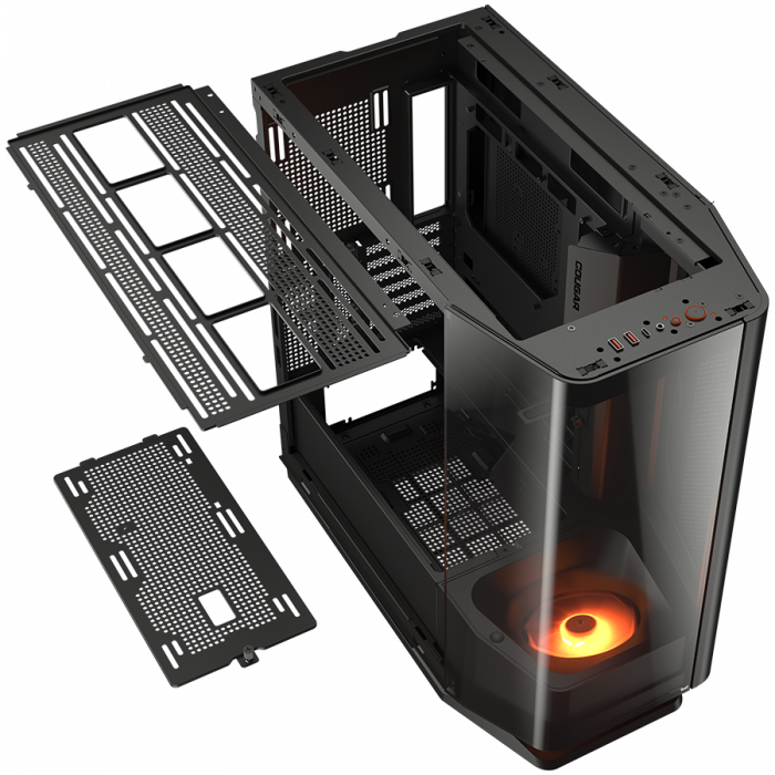 COUGAR | FV270 Black | PC Case | Mid tower / Tempered, Curved Glass Perimeter / Quick Detachable Air Filters / Up to 9 Fans (1x120mm RGB Preinstalled) / Black [22]