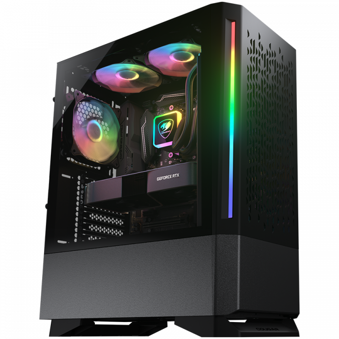 COUGAR | MX430 Air RGB Black | PC Case | Mid Tower / Air Vents Front Panel with ARGB strips / 3 x ARGB Fans / 4mm TG Left Panel [8]