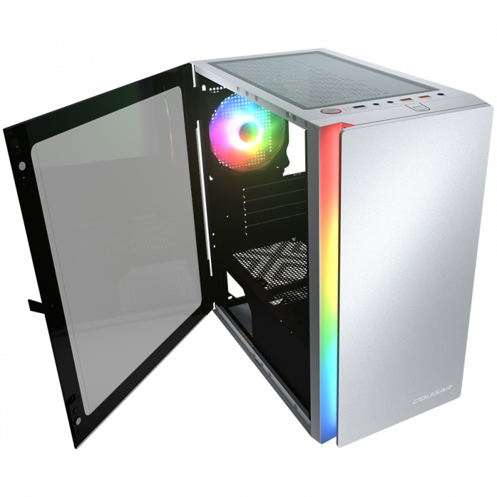 COUGAR | Purity RGB White | PC Case | Mini Tower / TG Front Panel with ARGB strip / 1 x ARGB Fan / 3mm TG Left Panel [8]
