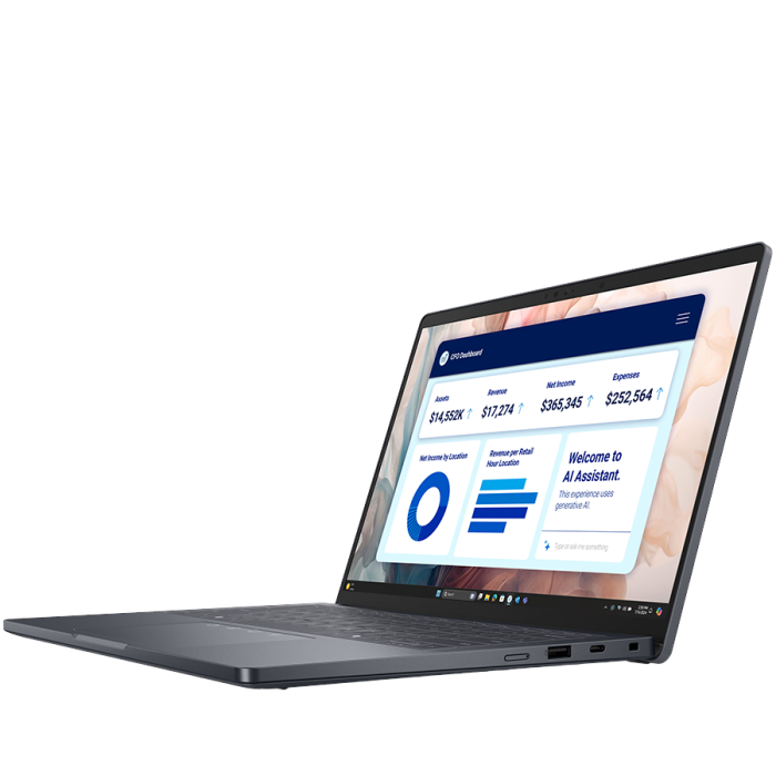 Dell Pro 14 Plus,14"FHD+(1920x1200)60Hz 400nits 45% NTSC,Intel Core Ultra 7 265U(12 TOPS NPU 12cores/5.3GHz)vPro,32GB(1x32)5600MT/s DDR5,1TB SSD,Integrated Graphics,Wi-Fi 6E AX211(2x2)+BT,Backlit Kb,3 [3]