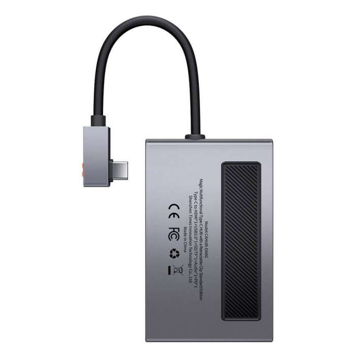 DOCKING Station Baseus Magic Multifunctional, conectare PC USB Type-C, USB 3.0 x 1, 3.5mm jack|card reader MicroSD/SD, USB Type C x 1 PD 100W 5V / 9V / 14.5V / 20V 5A (Max.), HDMI x 1/4K/60Hz, LED, gr [2]