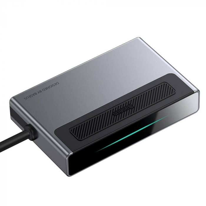 DOCKING Station Baseus Magic Multifunctional, conectare PC USB Type-C, USB 3.0 x 1, 3.5mm jack|card reader MicroSD/SD, USB Type C x 1 PD 100W 5V / 9V / 14.5V / 20V 5A (Max.), HDMI x 1/4K/60Hz, LED, gr [4]