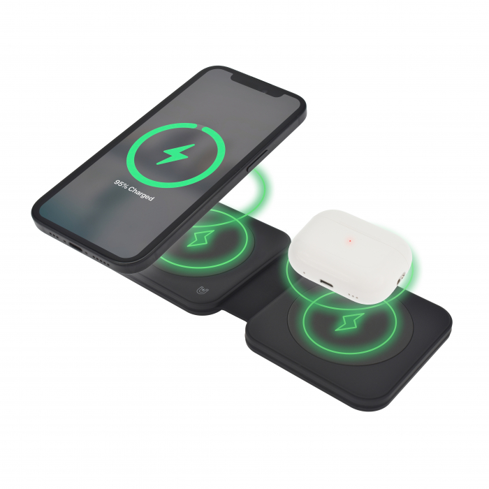 Dviced 2-in-1 foldable magnetic wireless charger - Black [3]