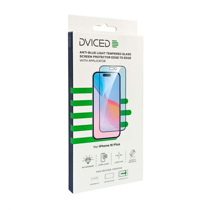 Dviced Anti-blue light tempered glass screen protector edge to edge for iPhone 16 Plus with applicator [2]