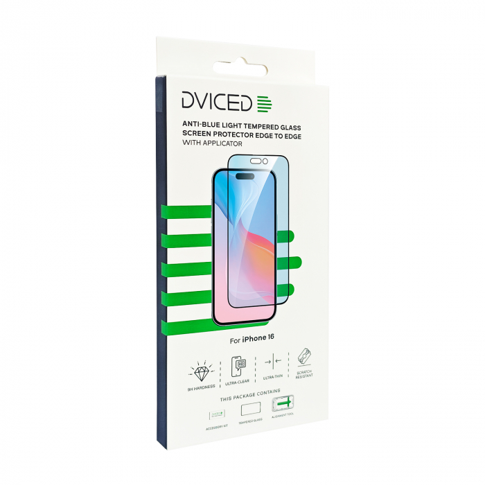 Dviced Anti-blue light tempered glass screen protector edge to edge for iPhone 16 with applicator [3]