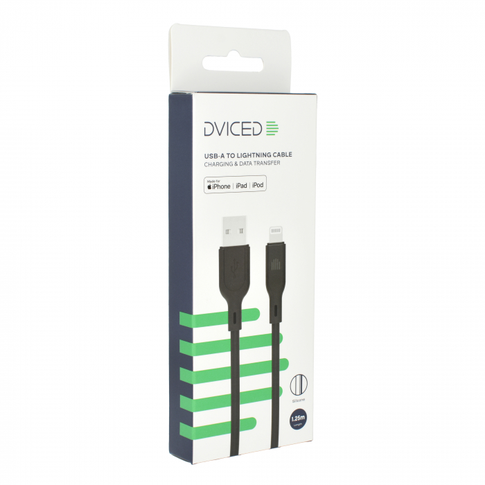 Dviced Cable USB-A to Lightning silicone 1,25m - Black [2]