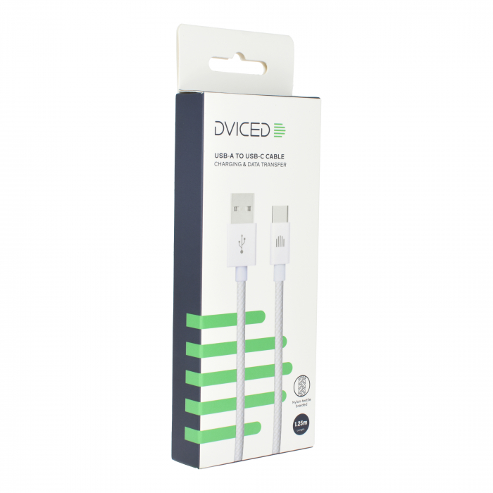 Dviced Cable USB-A to USB-C Nylon Textile 1,25m - White [4]