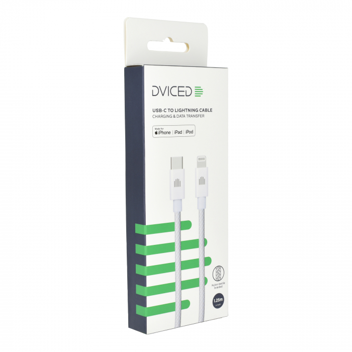 Dviced Cable USB-C to Lightning Nylon Textile 1,25m - White [3]