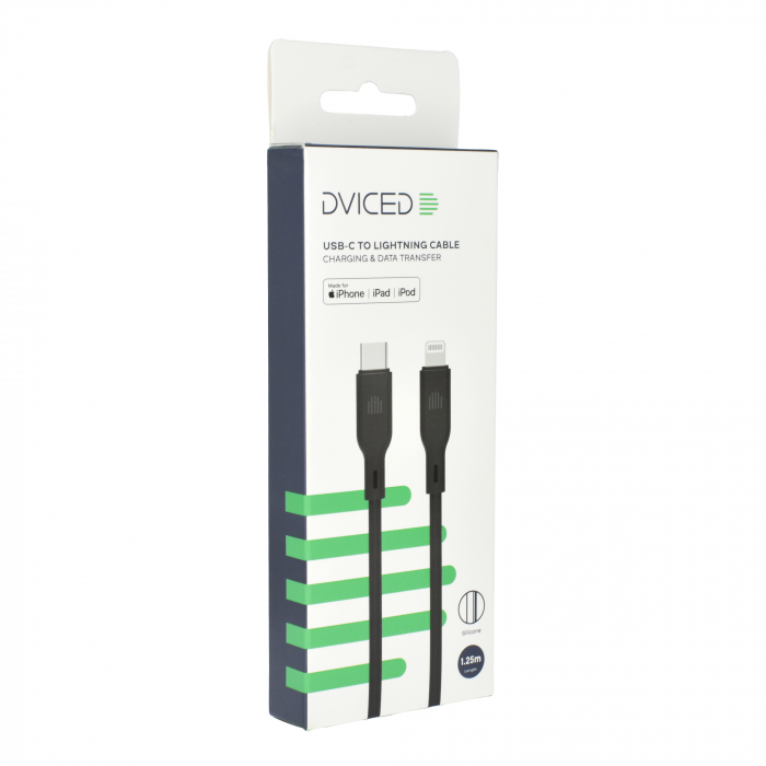 Dviced Cable USB-C to Lightning silicone 1,25m - Black [2]