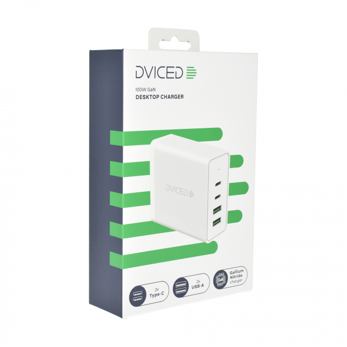 Dviced Desktop charger 100W GaN 2 USB-A, 2 USB-C EU - White [2]