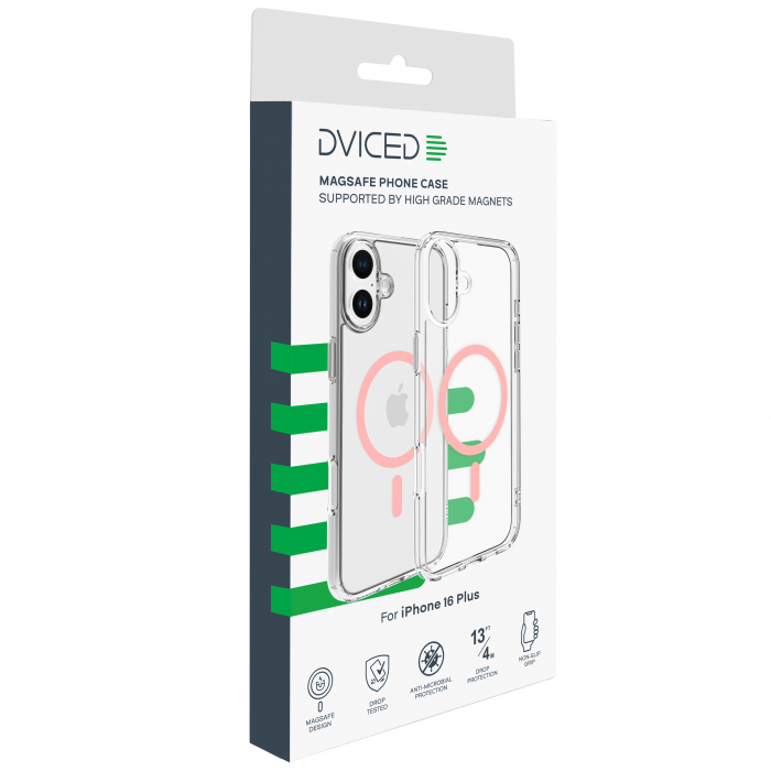 Dviced Magsafe iPhone 16 Plus clear case - Pink [2]
