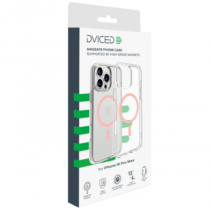 Dviced Magsafe iPhone 16 Pro Max clear case -Pink [2]