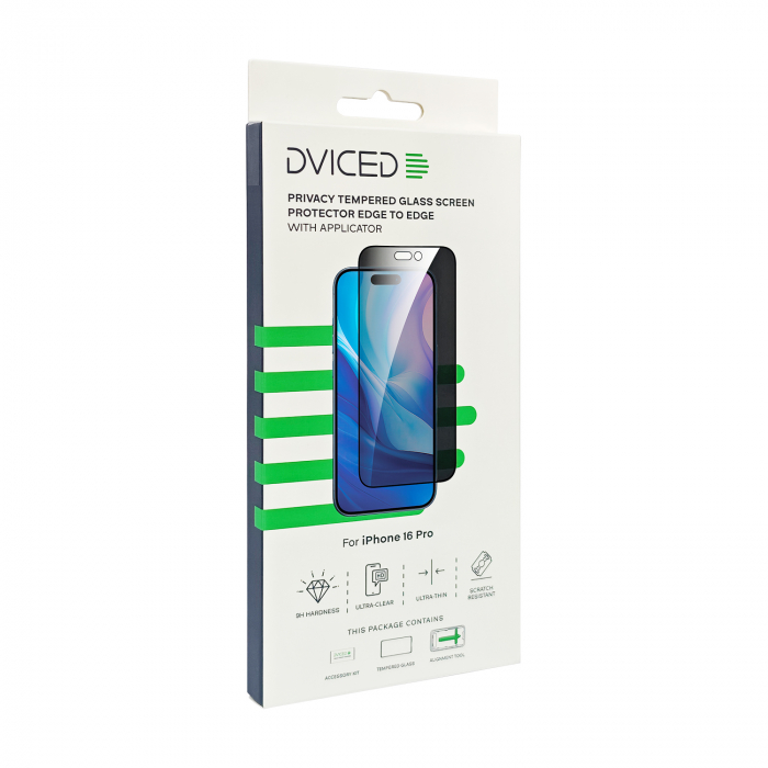 Dviced Privacy tempered glass screen protector edge to edge for iPhone 16 Pro with applicator [4]