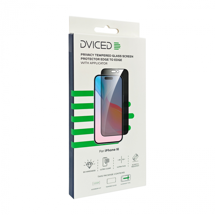 Dviced Privacy tempered glass screen protector edge to edge for iPhone 16 with applicator [2]