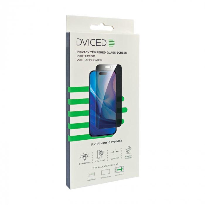 Dviced Privacy tempered glass screen protector for iPhone 16 Pro Max with applicator [2]