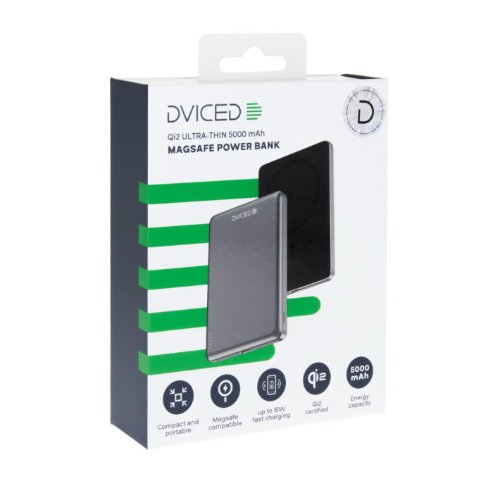 Dviced Qi2 Ultrathin MagSafe Power bank 5000mAh - Black/Grey [5]