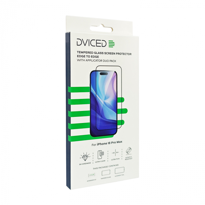 Dviced Tempered glass screen protector edge to edge for iPhone 16 Pro Max with applicator Duo Pack [2]