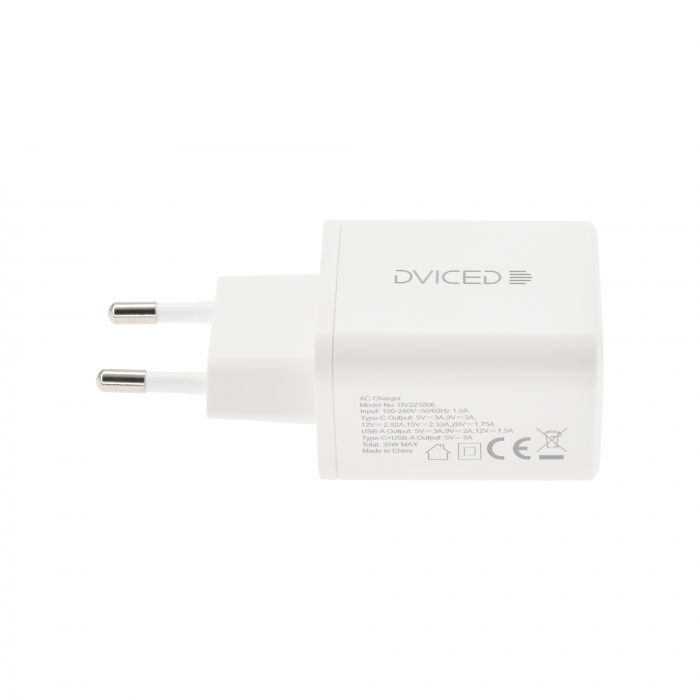Dviced Wall charger 35W GaN 1 USB-A, 1 USB-C EU - White [3]