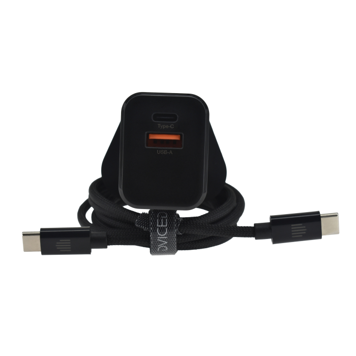 Dviced Wall charger 35W GaN 1 USB-A 1 USB-C UK w cable - Black [3]