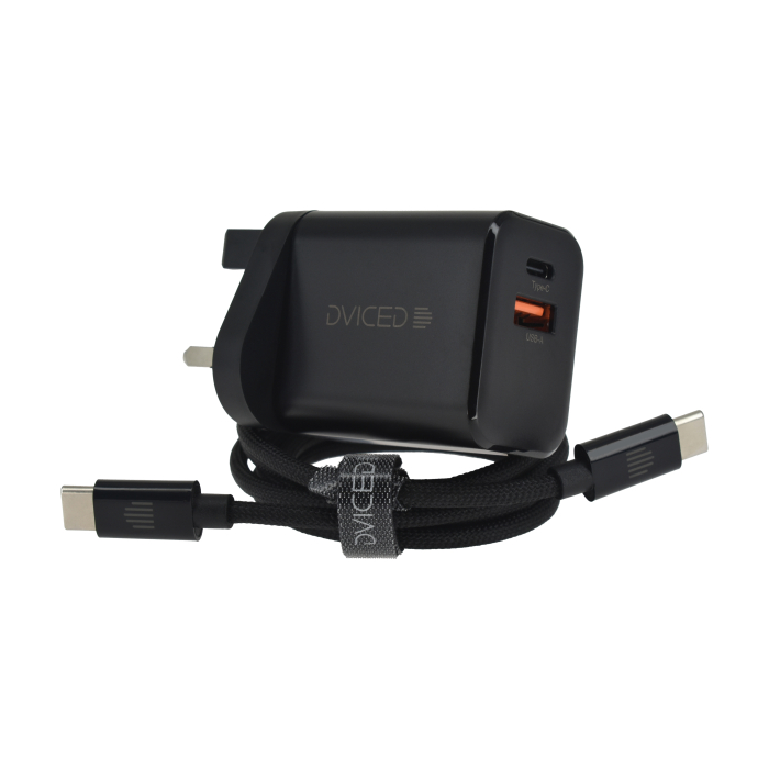 Dviced Wall charger 35W GaN 1 USB-A 1 USB-C UK w cable - Black [5]