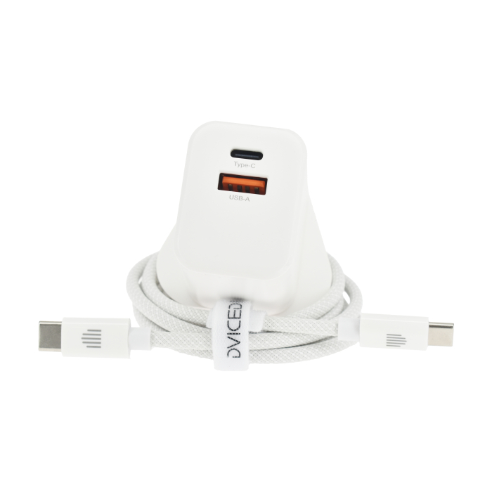 Dviced Wall charger 35W GaN 1 USB-A 1 USB-C UK w cable - White [3]