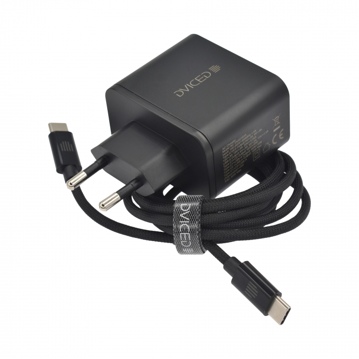 Dviced Wall charger 65W GaN 1 USB-A, 2 USB-C EU w cable - Black [2]