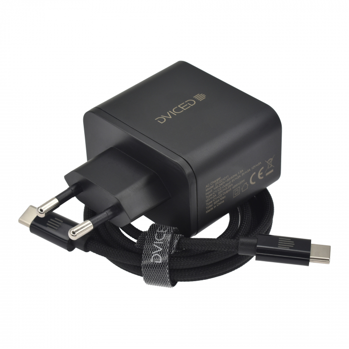 Dviced Wall charger 65W GaN 2 USB-C EU w cable - Black [3]