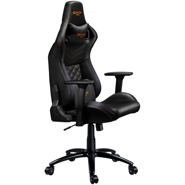 Gaming chair, PU leather, Cold molded foam, Metal Frame, Butterfly mechanism, 90-150 dgree, 3D armrest, Class 4 gas lift, metal base ,60mm Nylon Castor, black and orange stitching [3]