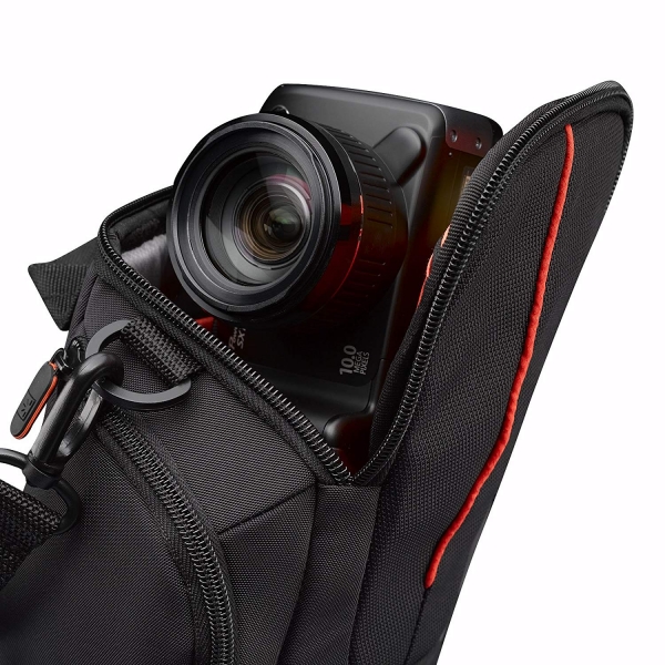 Geanta camera video compacta Case Logic, buzunar frontal, buzunare laterale, curea detasabila, poliester, negru "DCB304K"/3201022 [6]