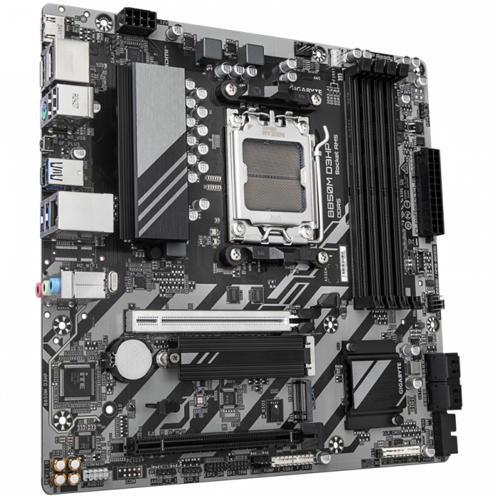GIGABYTE Mainboard Desktop B850M D3HP (AM5, 4xDDR5, 2xDP, 1xHDMI, GLAN, 1x PCIe x16 5.0, 1xPCIe x16 supporting PCIe 3.0 x4, 2xM.2, 4xSATA3) mATX [2]